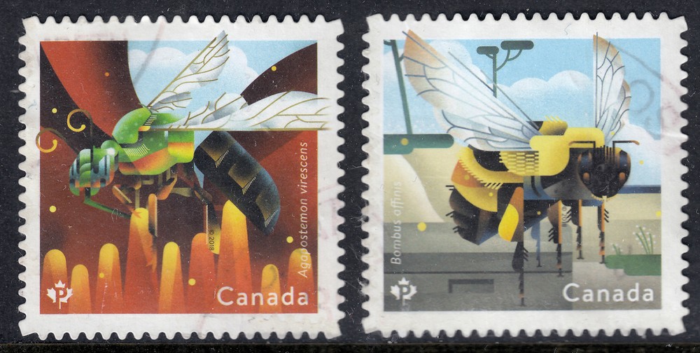 Canada: #3099 3100 Native Bees Permanent Stamp Set VF Used