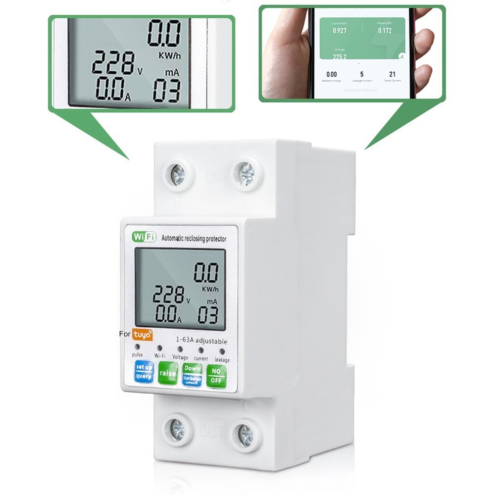 For Tuya Smart Reset Protector Switch Current Breaker Meter AC80-300V