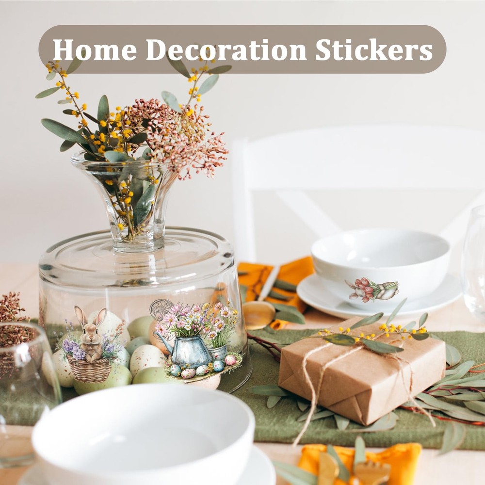 WANDIC 6 Sheets Rub on Transfers Sticker Decoration, Easter 6pcs,