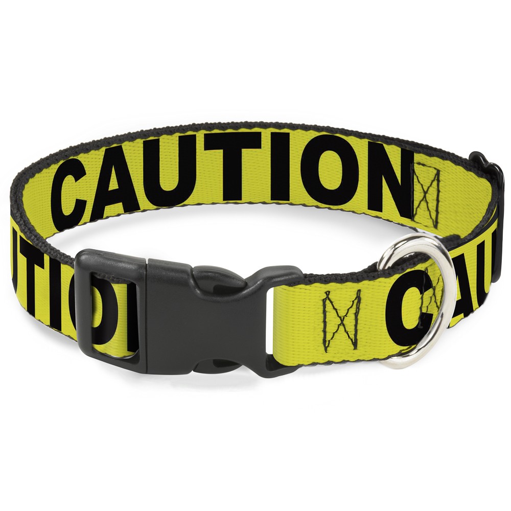 Plastic Clip Collar CAUTION Yellow/Black Medium 11-16.5"