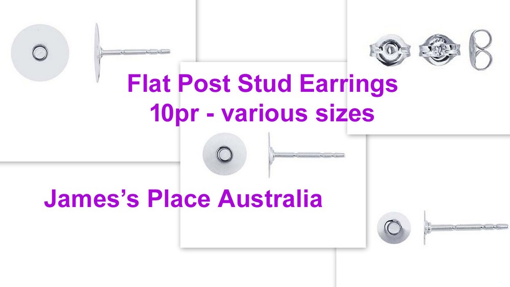 Flat back Stud Earring Settings  -  .925 Sterling Silver