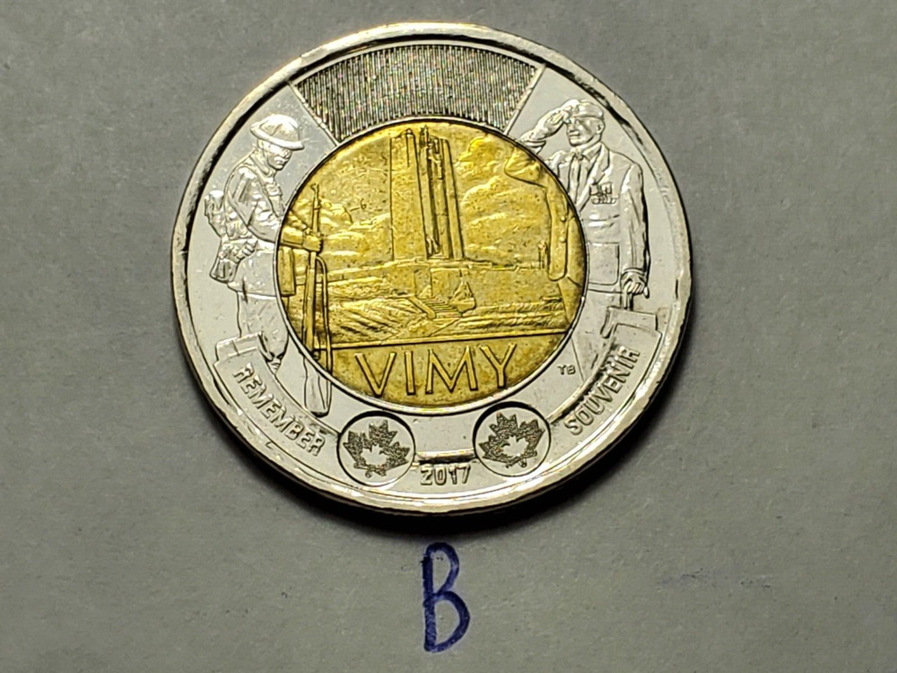 2017 CANADA Remember VIMY 2 Dollar Toonie Coin TB2