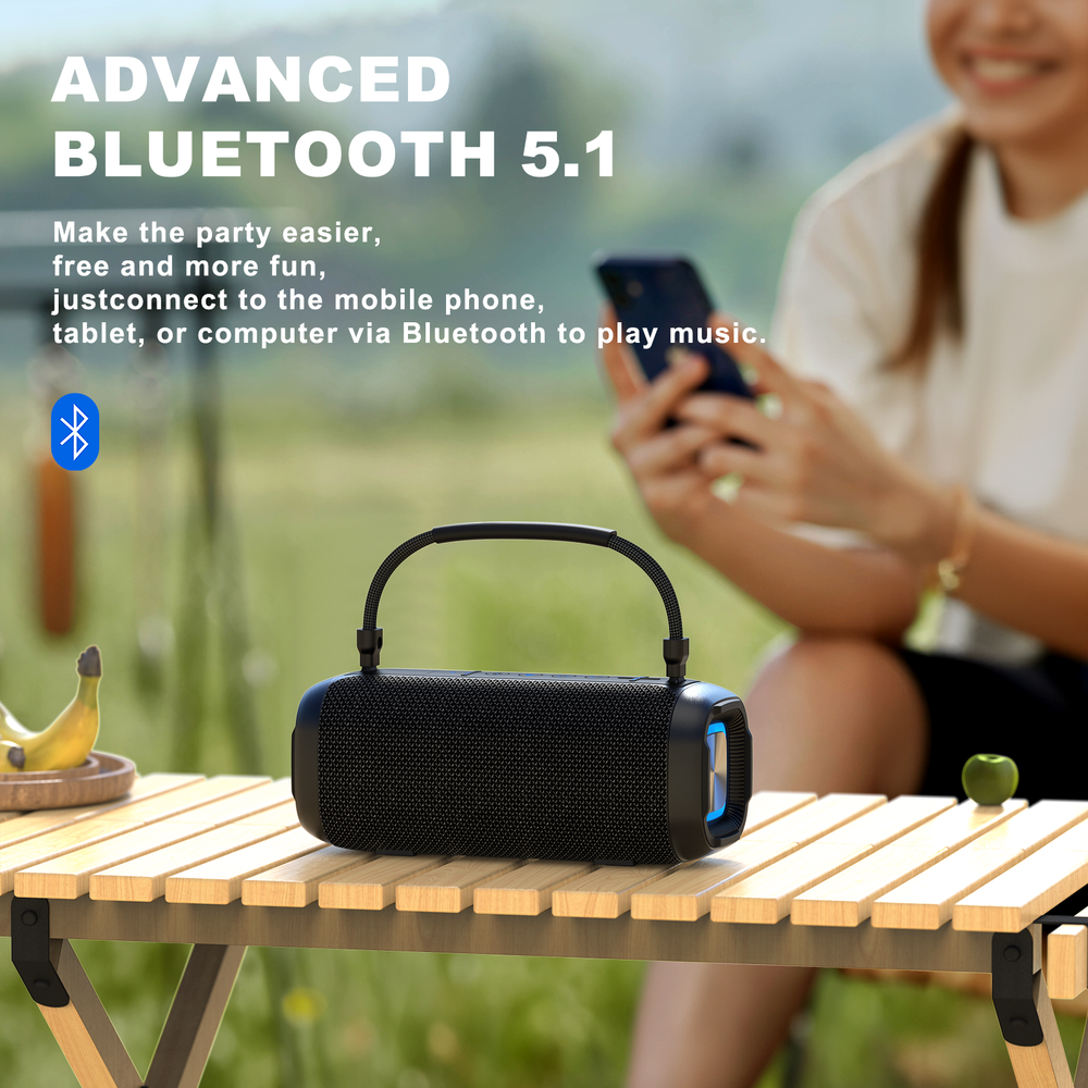 Portable Bluetooth Speaker Wireless Party Speaker with Deep Bass Waterproof