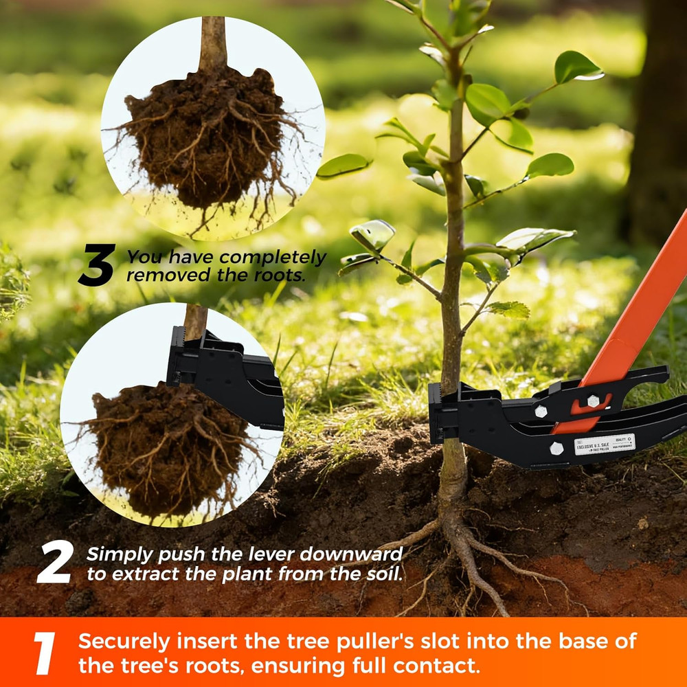 Heavy-Duty Sapling Puller Tool for Roots 1/4"–2" for Shrubs, Vines & Thorns