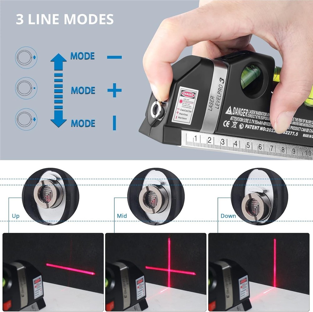 Multi-Functional Laser Level with Metric Ruler - Perfect for Hanging & Leveling