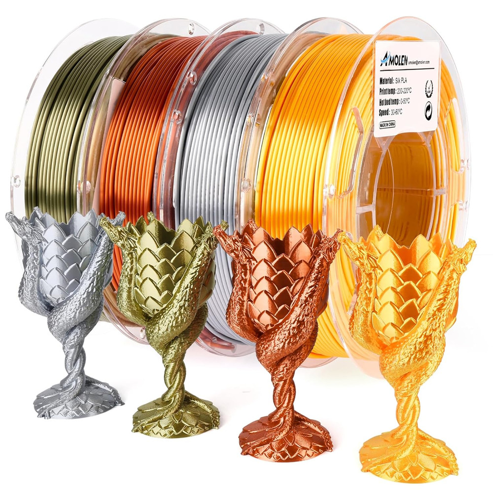 PLA 3D Printer Filament PLA Filament 1.75Mm Silk Filament Bundle,Gold, Silver,Br
