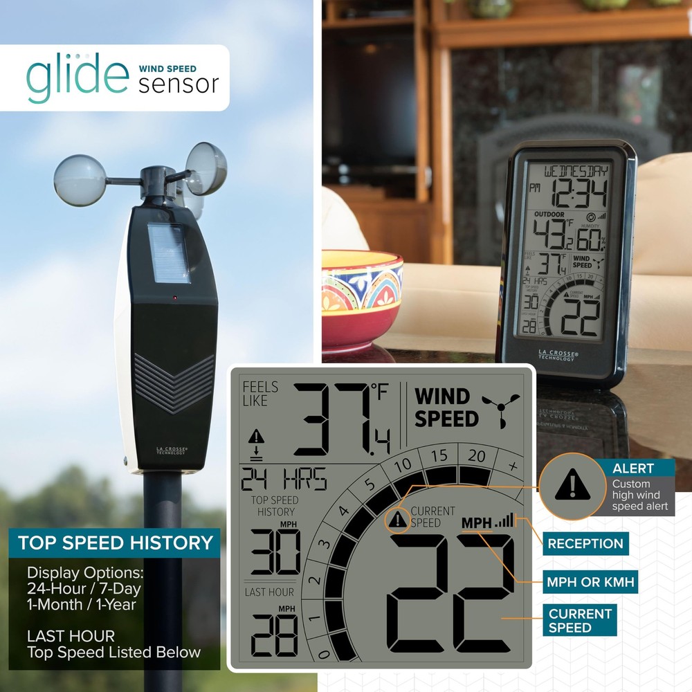 Black and White Digital Wind Speed Weather Station