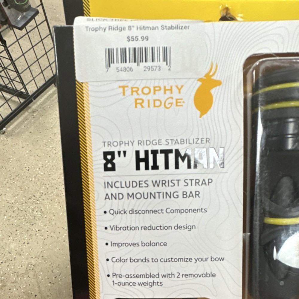 Trophy Ridge Hitman 8" Stabilizer Black w/ Strap, Bar, Bands, Weights
