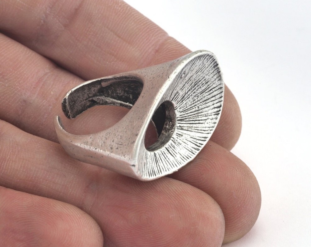 Beam Textured Ring Adjustable Ring Antique Silver Plated Brass 5US size 3074