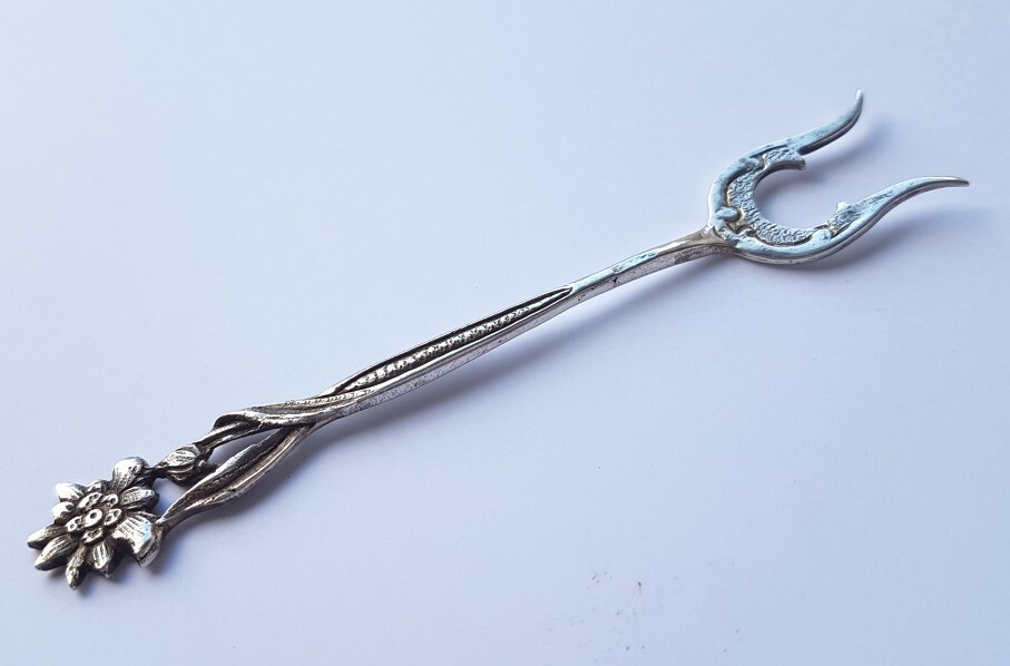 Fork/ Serving fork/ Lemon fork, Flower/ Edelweiss, 800 Silver, around 1900 L582