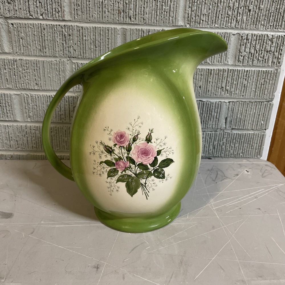 POTTERY FLORAL PITCHER HANDCRAFTED SIGNED 1982 Ford