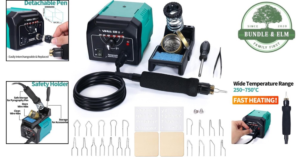 Versatile Wood Burning Set - Temperature Adjustable Pyrography Tool for Artists