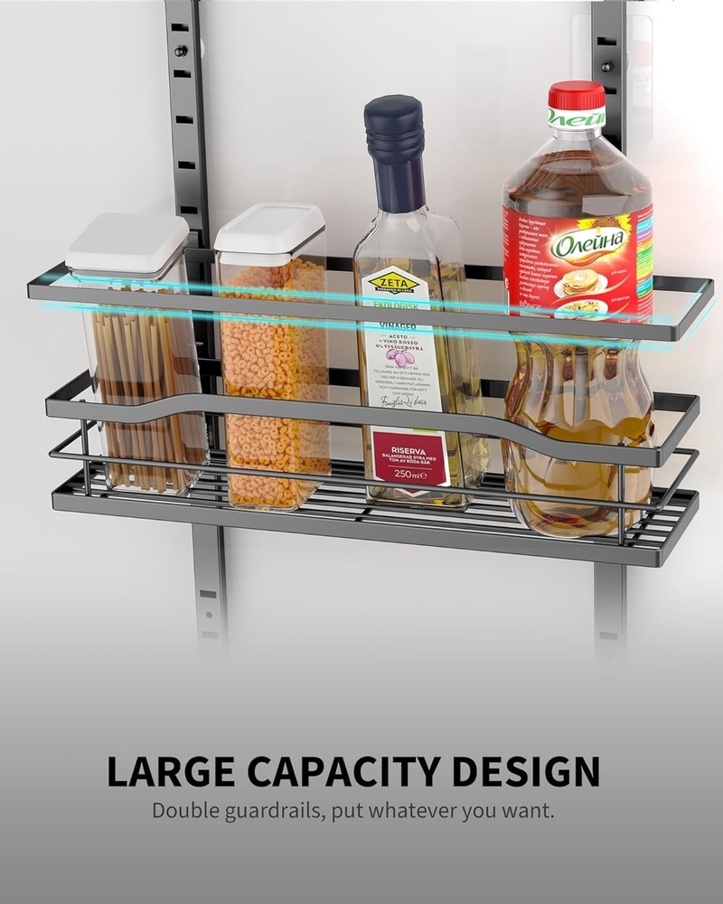 6-Tier Over The Door Pantry Organizer - Stylish Black Metal Storage Solution