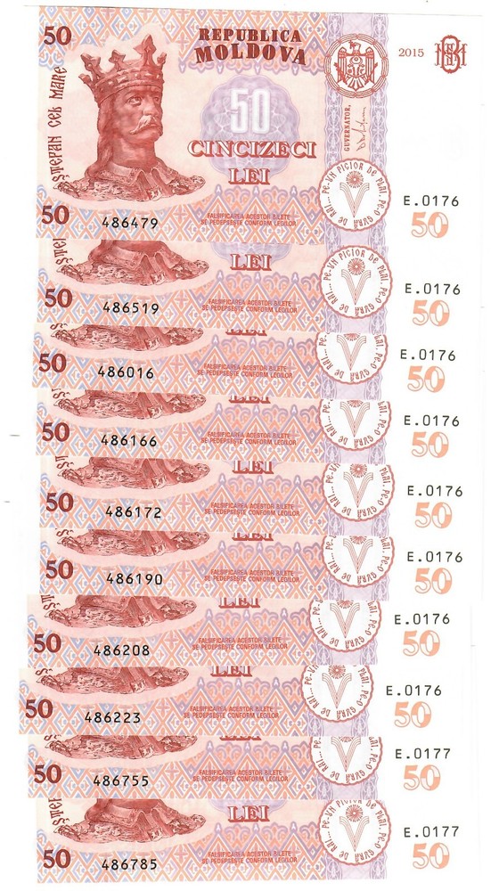 Moldova 10x 50 Lei 2015 UNC