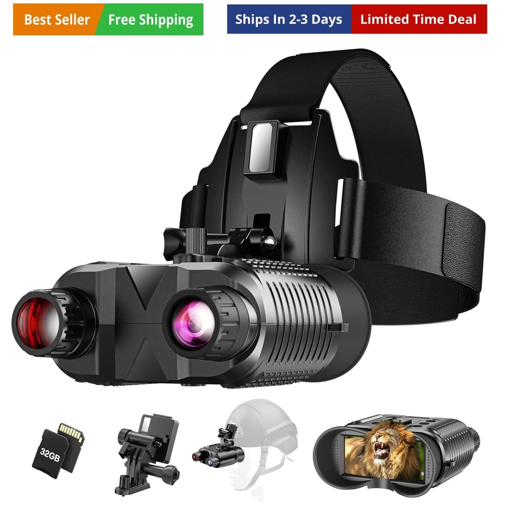 Night Vision Goggles Head Mounted, 1312FT Night Vision Binoculars Compatible ...
