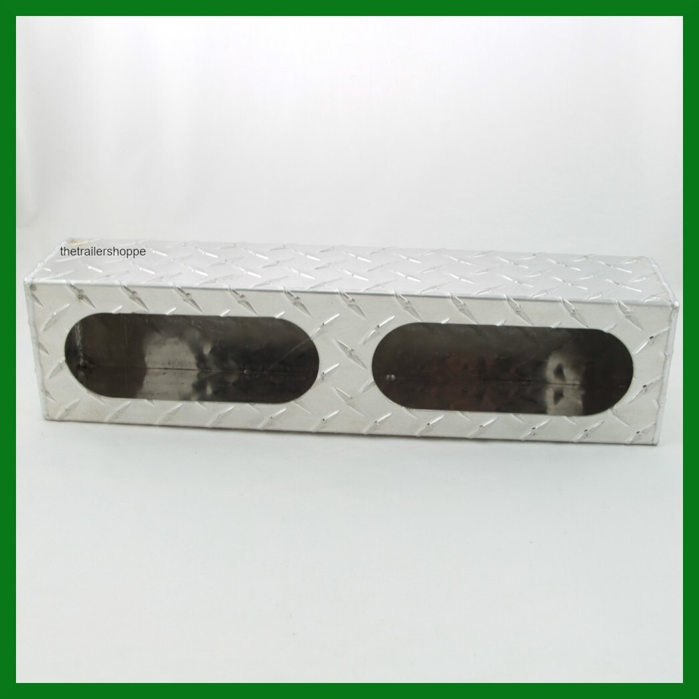 Aluminum Diamond Plate Light Box Guard Double 6" Oval Incandescent LED Set of 2