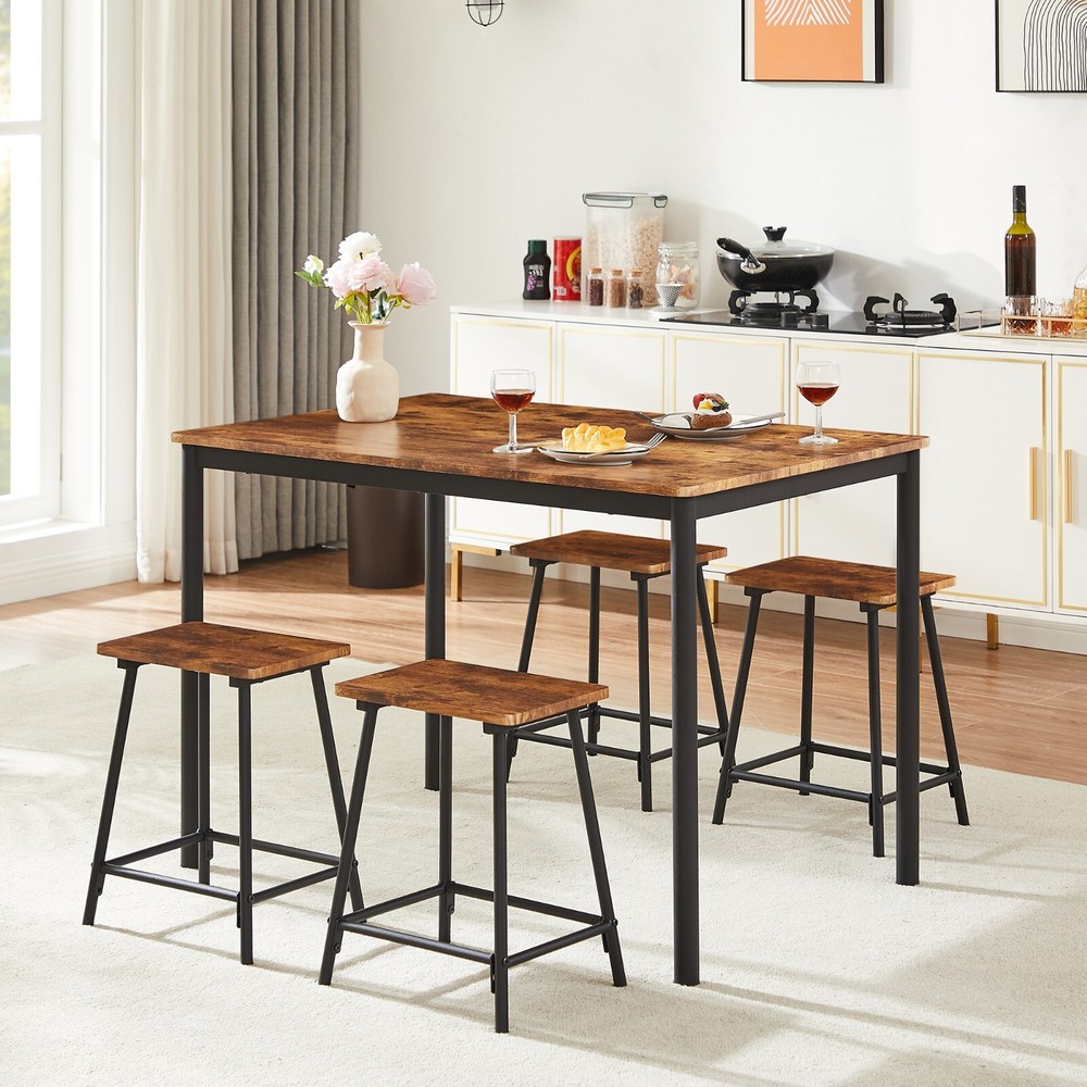 Set of 5 Dining Table & Chairs Set Pub Dinette Kitchen Dining Room Space-Saving