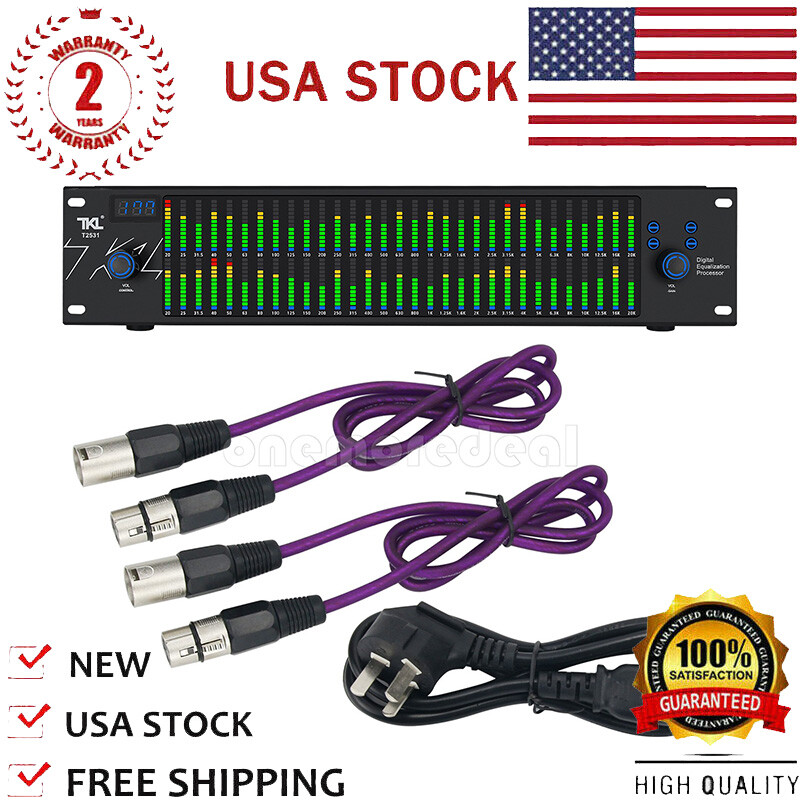 TKL Professional Graphic Equalizer Audio Processor 2*31-Band Spectrum Display US