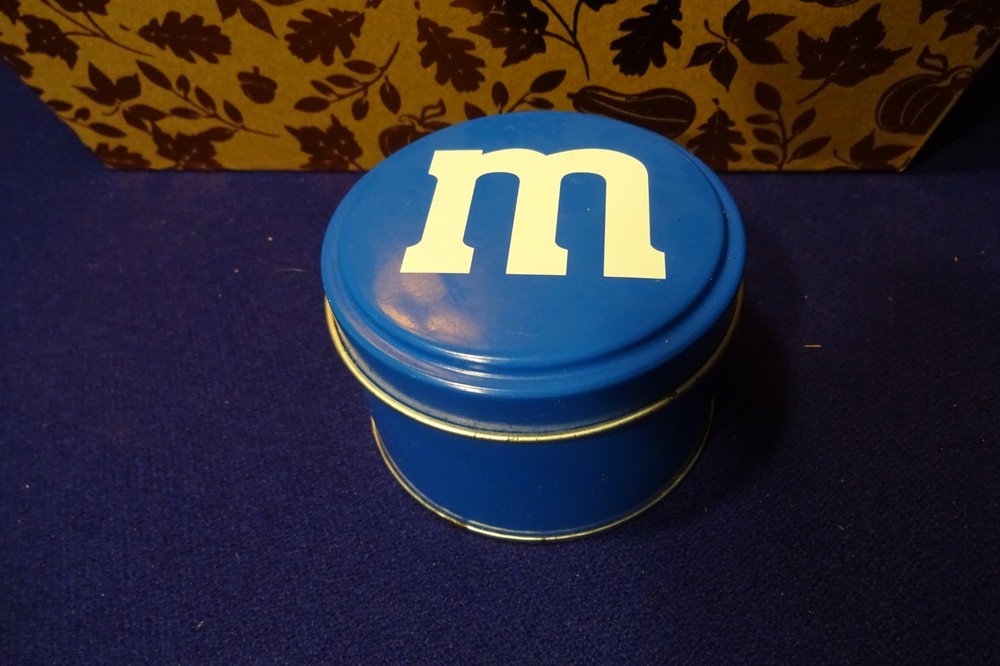 Empty M&M's BLUE Candy Tin