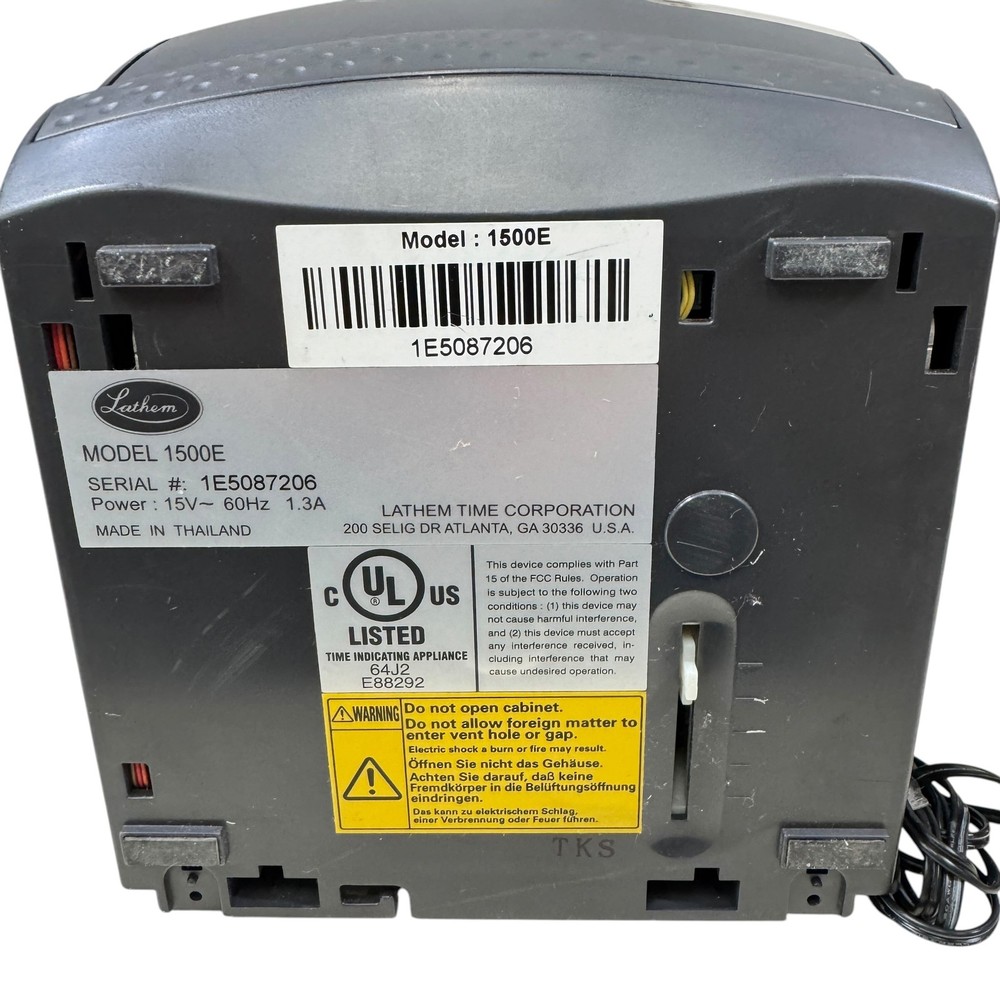 Lathem AtomicTime 1500E Employee Time Clock Punch Card Recorder System