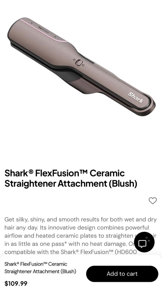 Shark® FlexFusion™ Ceramic Straightener Attachment (Blush) NEW
