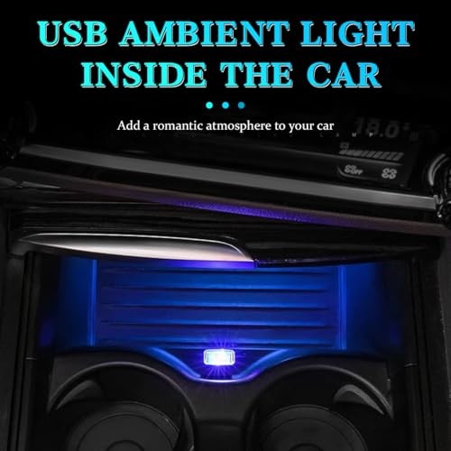 4PCS USB LED Car Interior Atmosphere Lamp, Plug-in USB Interface Ice Blue