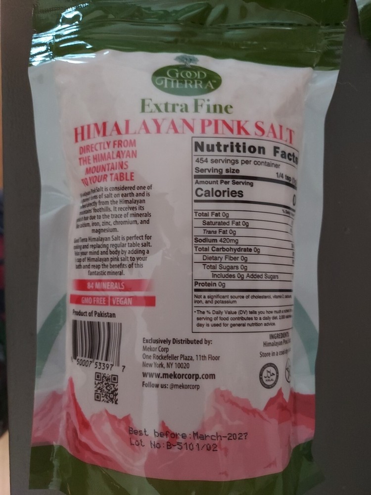 Good Tierra Extra Fine Himalayan Pink Salt 1 lb.