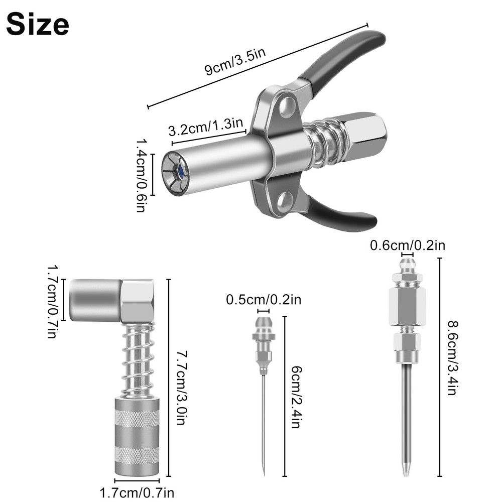 Grease Gun Coupler 90 Degree Adapter Needle Tips Dispenser Injection Needle Kit