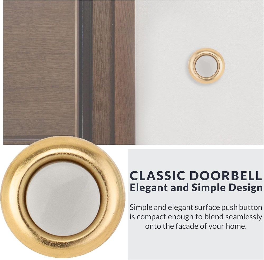 Compact 1-Pack Brass Doorbell Push Button – Simple Installation, Unlighted