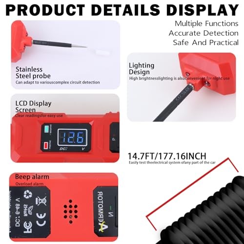 Multifunctional Car Circuit Tester Component Activation Electrical Tester 6 Red