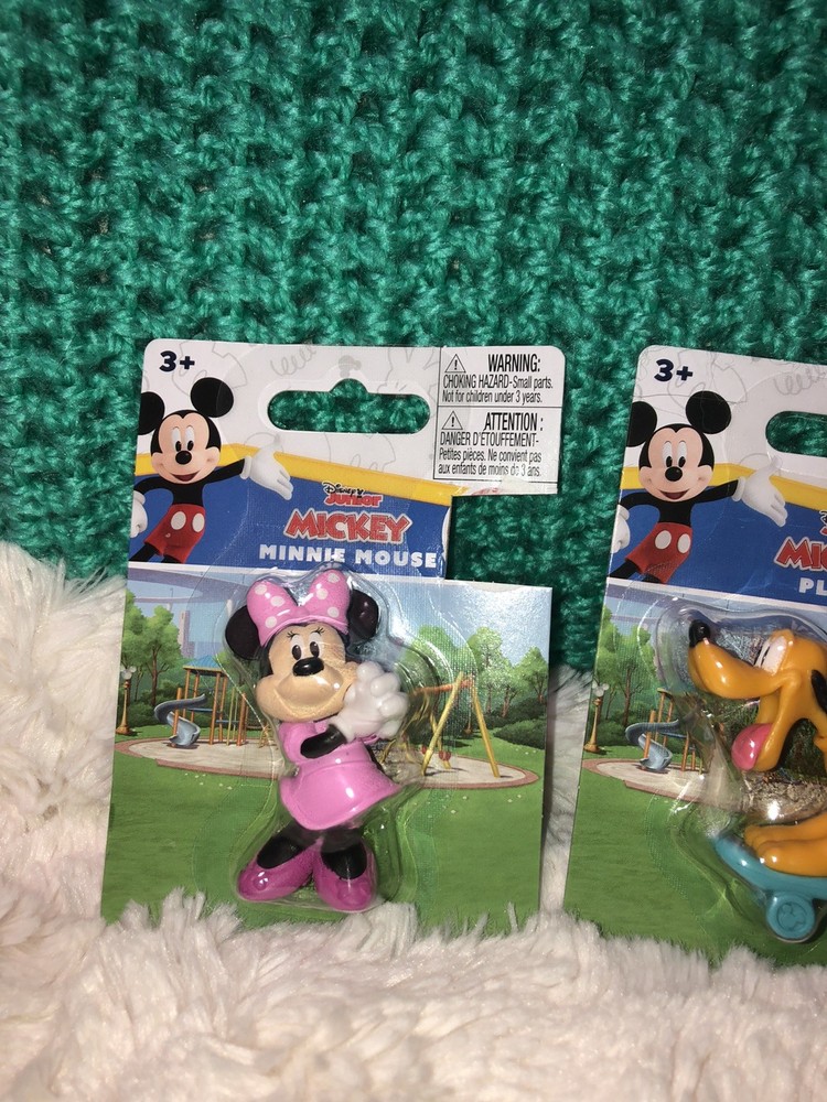 Disney Minnie & Mickey Mouse & Plut Mini Figures- New-2”