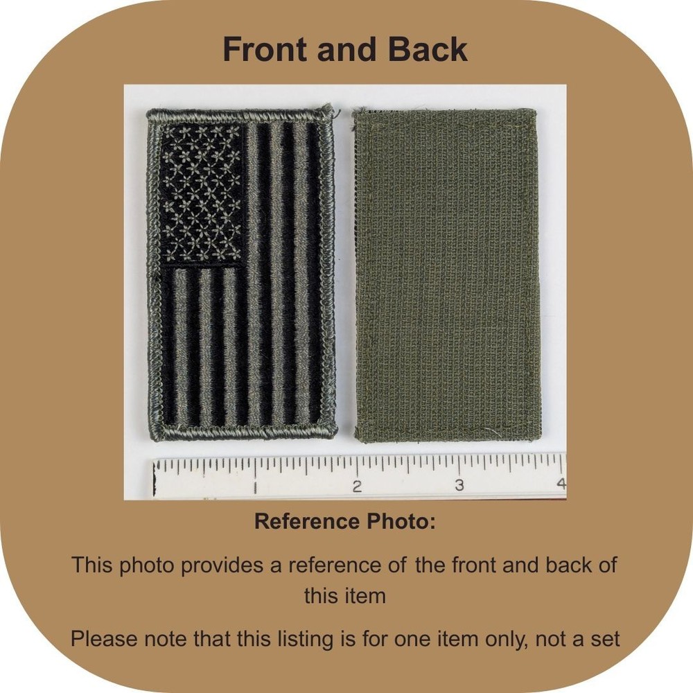 Reverse American Flag Patch; Subdued UCP/ACU Foliage Green; Hook Fastener Patch