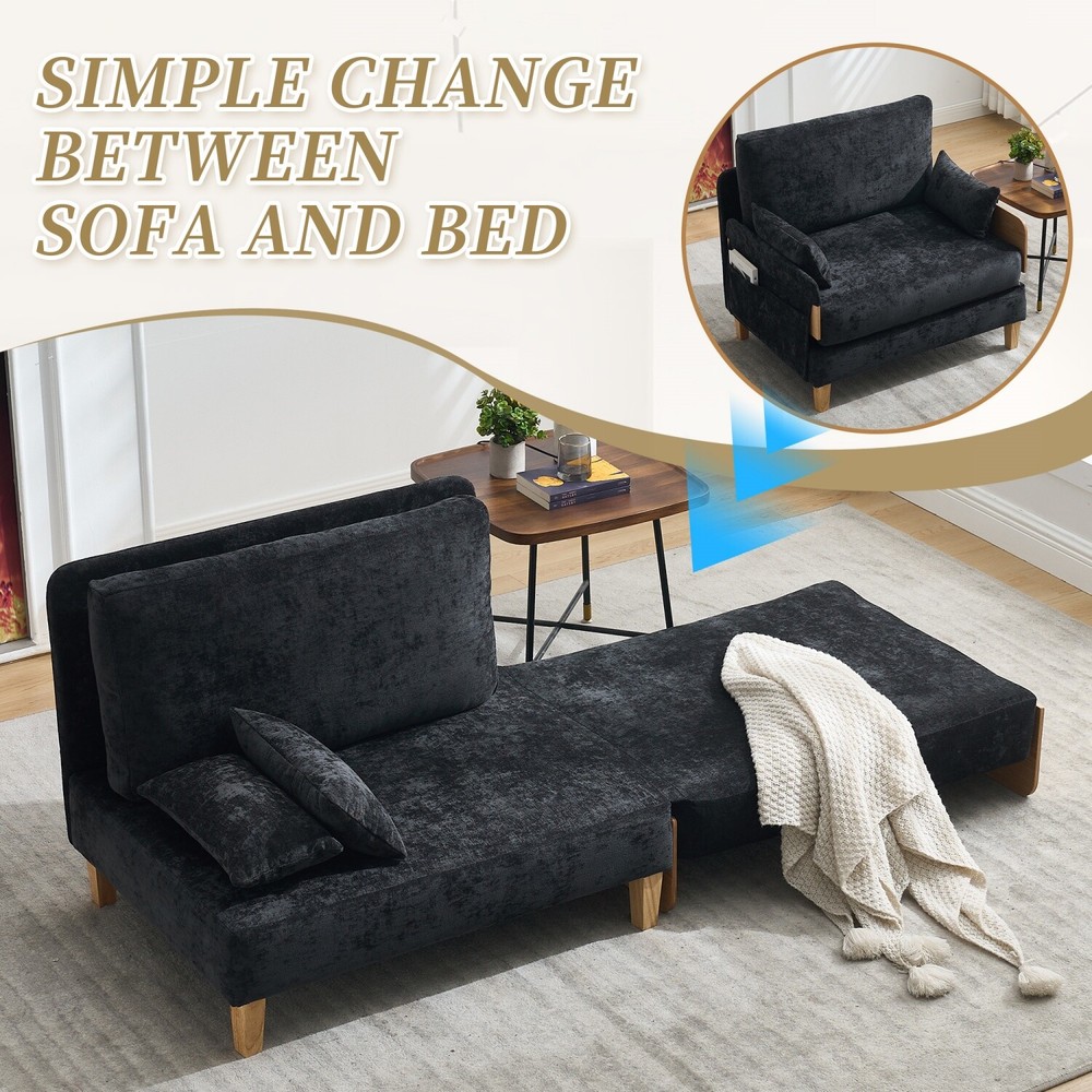 Convertible Sleeper Sofa Bed Multi-Functional Folding Recliner Chair w/ Pillow