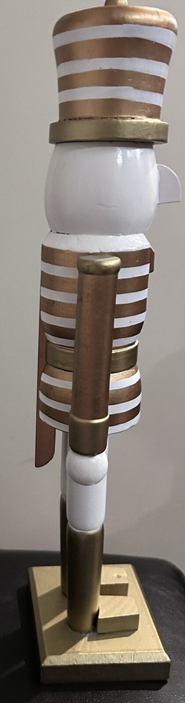 Holiday Lane Shine Bright Gold Stripe Nutcracker