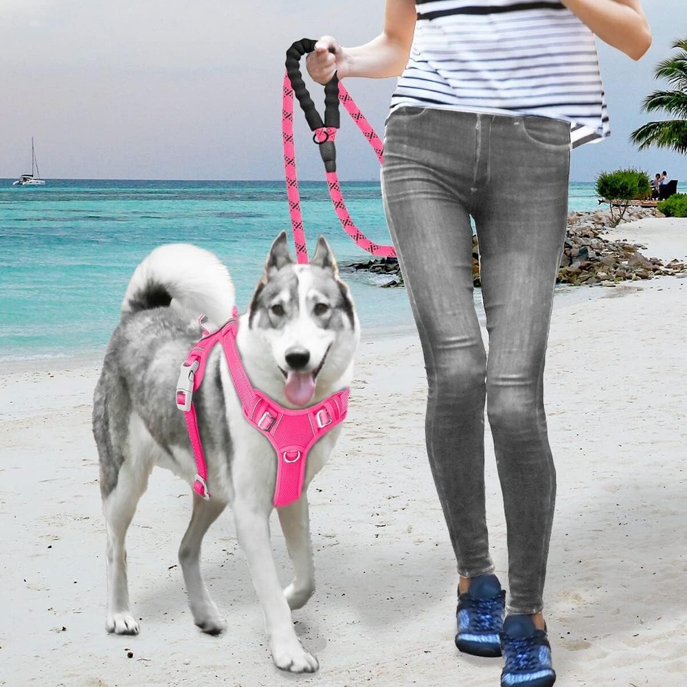 Innovative No-Pull Step-In Dog Harness with ID Tag Pocket - Pink, Medium