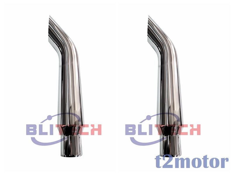 2PCS Chrome Bull Horn Stack Pipe 6"-5"OD x 60" L Exhaust Stack Pipe