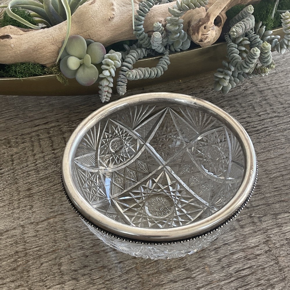 Gorham Cut Glass Serving Bowl Sterling Silver