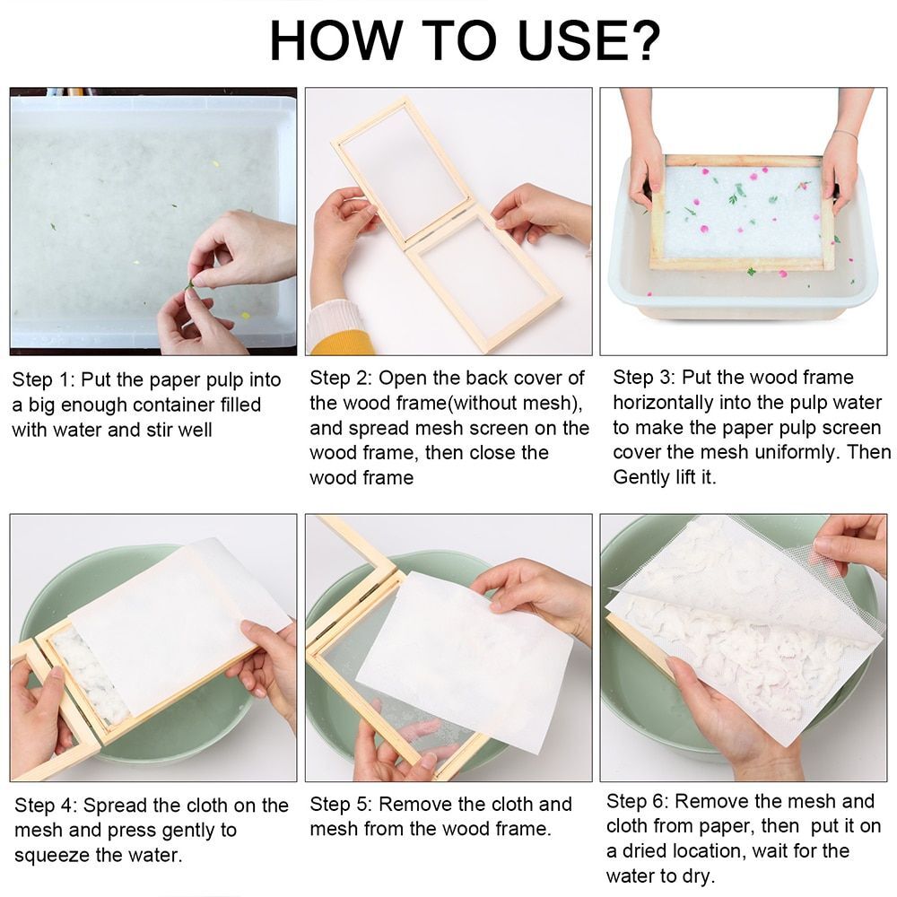 Multi-size Paper Making Molds- Screen Learning Wood Handcraft Gift Mesh Mold 1pc