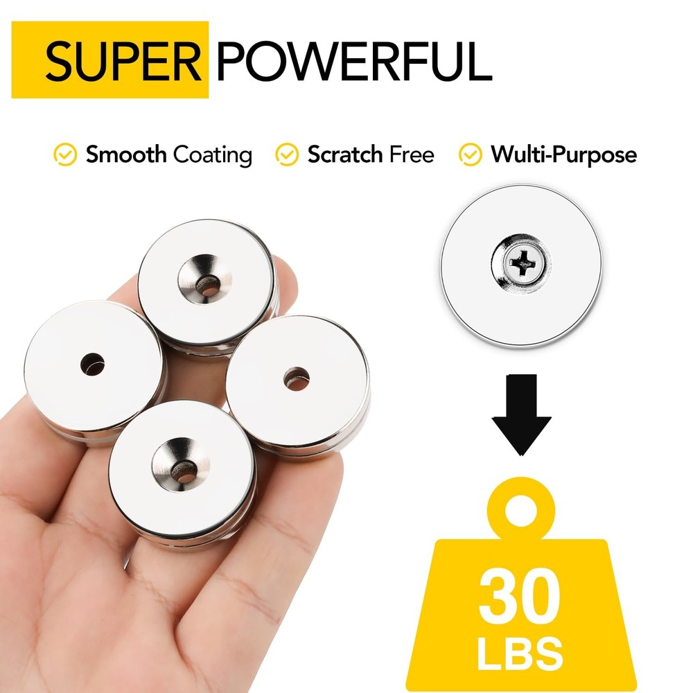 DIYMAG Neodymium Magnets with Hole,30LB Pulling Force Strong Permanent Rare E...