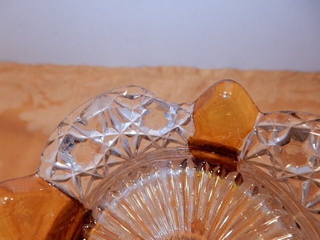 Cut Glass Clear & Amber Creamer