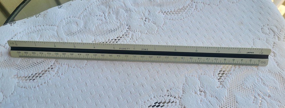 Vtg Pickett Architecture Scale 234-E Drafting Drawing Ruler 3 Sided Engineer