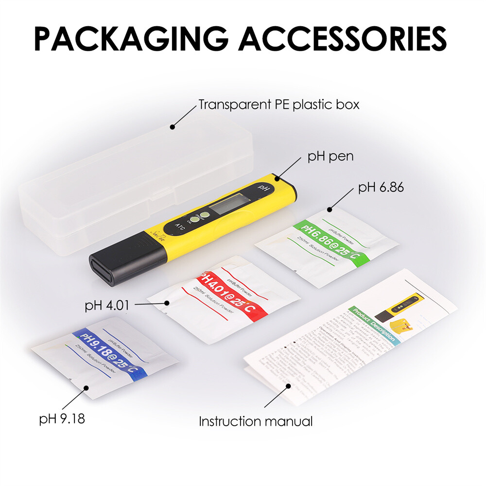 2-Pack PH Meter PH Level Test Pen Electrode Sensor Reader for Pond, Tape Water