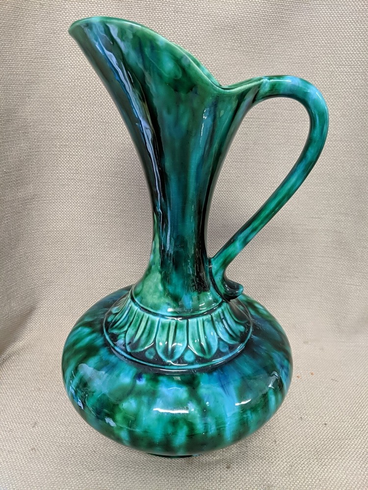 Mid Century Modern Style Blue & Green Ceramic Pitcher/Vase