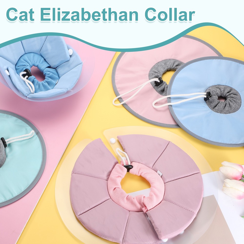 Elizabethan Collar, Recovery Collar ( Polyester, M/L, Light Blue )