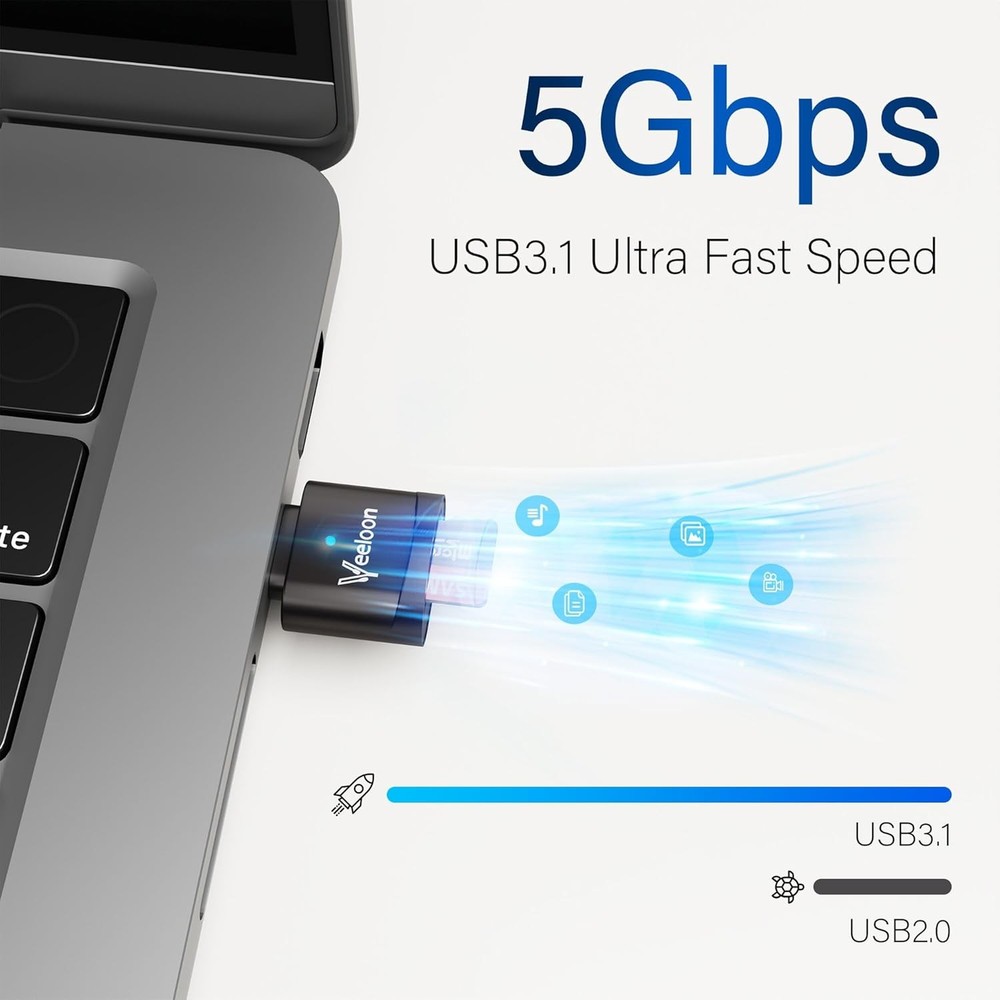 Type C Micro SD/TF Card Reader，Portable OTG Adapter with Space Grey