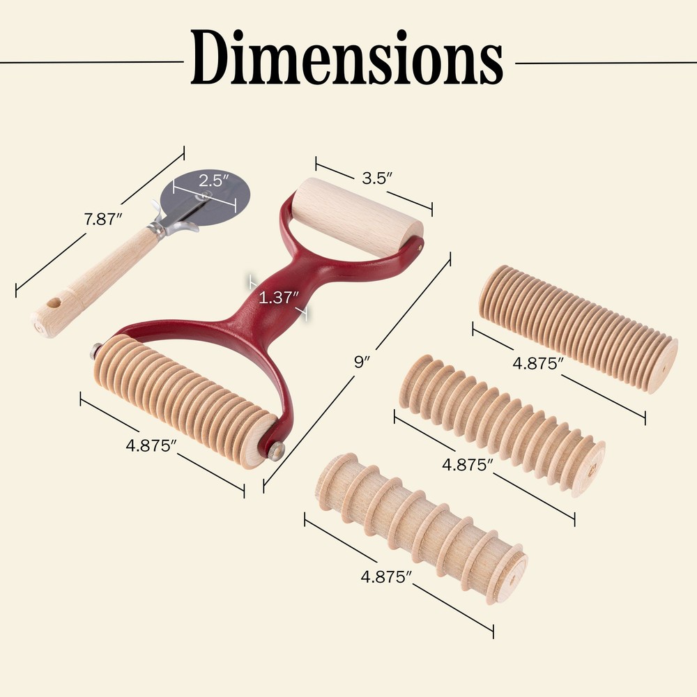 7 Pcs Pasta Making Tools Kitchen Set with Handle, Cutter, Rolling Pin, 4 Rollers