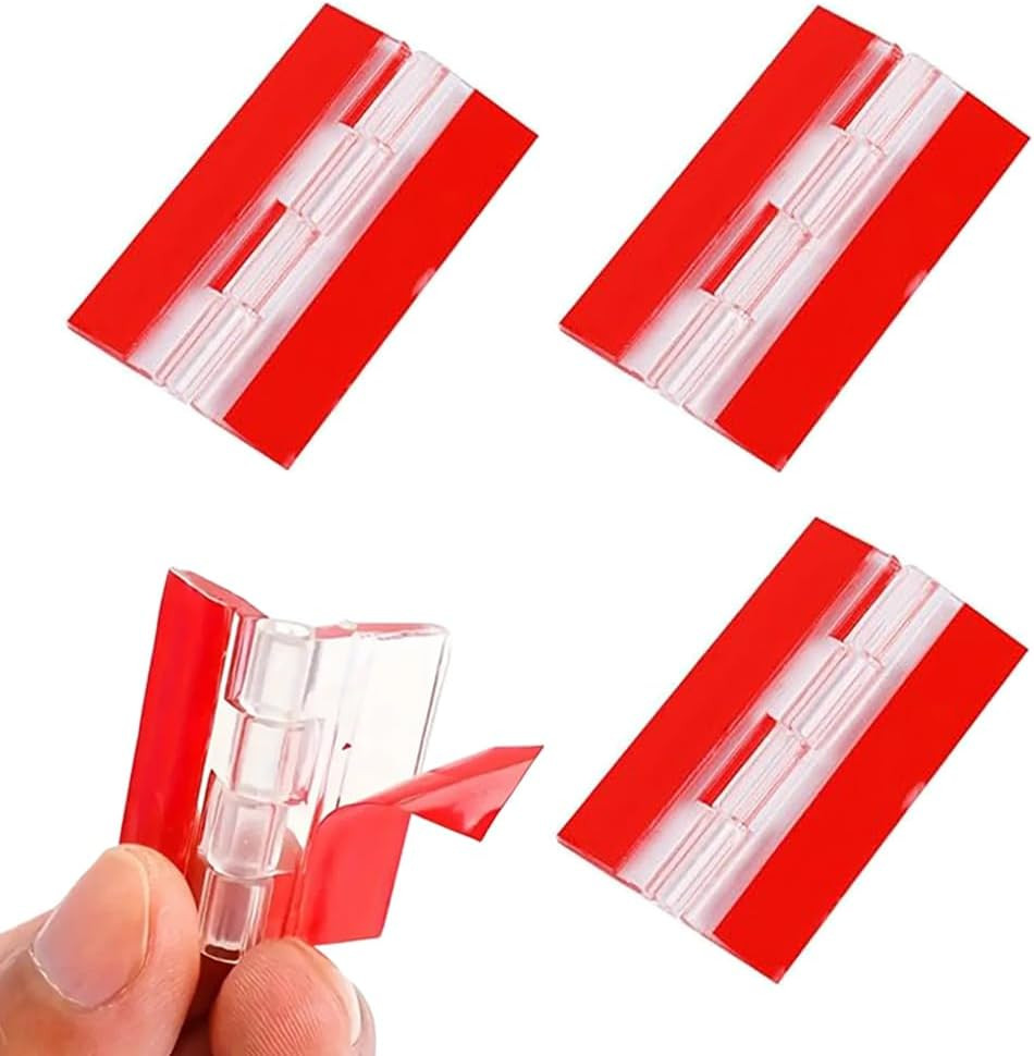 4Pcs Self-Adhesive Clear Acrylic Hinge, Transparent Plastic Folding Hinges, Cont