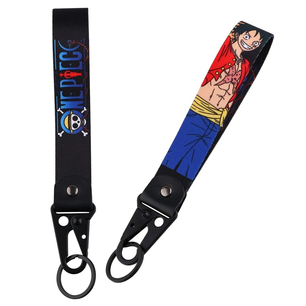 One Piece Anime Monkey D. Luffy Logo Lanyard Wrist Strap Hook Key Tag Keychain