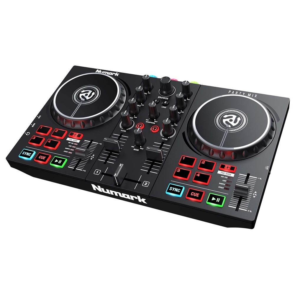 Numark Party Mix II DJ Controller Serato LE Software w 15" Speakers Gig Pack