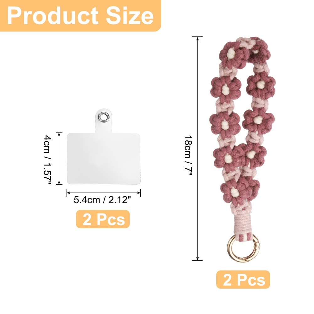 2 Pcs Cute Phone Wrist Strap with Tether Tabs, Purple